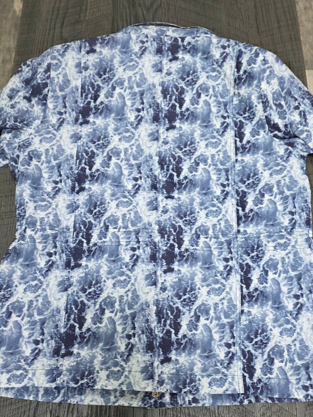 Style & Co. Blue Marble-Print Zip Petite Jacket W Hooded Collar (Size:PLarge) - Picture 3 of 8